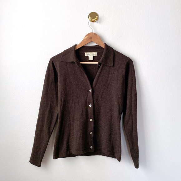 90s Brown Button Down Wool Sweater - Picture 2 of 5